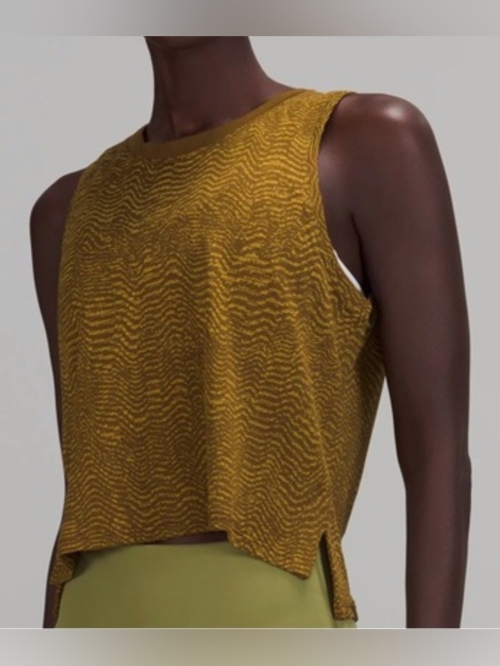 Lululemon Train to Be tank top ripple wave mustard and olive green